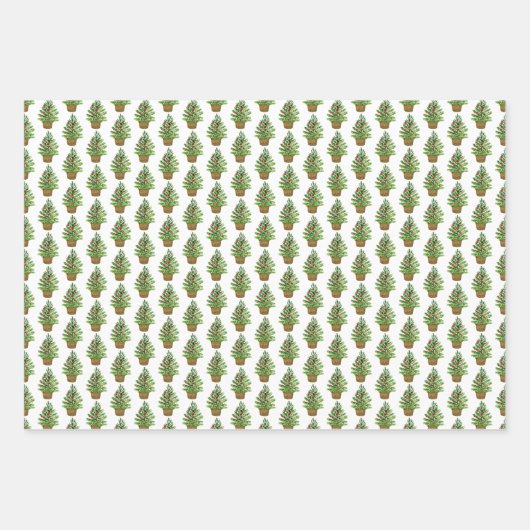 Weihnachtsbaum auf einem Wicker Basket Muster Urla Geschenkpapier Set (Vorderseite 3)