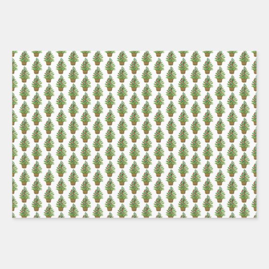 Weihnachtsbaum auf einem Wicker Basket Muster Urla Geschenkpapier Set (Vorderseite)