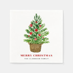 Weihnachtsbaum auf einem Wicker Basket Weihnachtsf Serviette