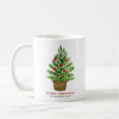 Weihnachtsbaum auf einem Wicker Korb Frohe Weihnac Kaffeetasse (Links)
