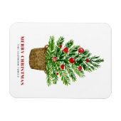 Weihnachtsbaum auf einem Wicker Korb Frohe Weihnac Magnet (Horizontal)
