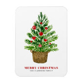 Weihnachtsbaum auf einem Wicker Korb Frohe Weihnac Magnet (Vertikal)