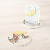 Weihnachtsbaum auf einer schneebedeckten Winterstr Getränkeuntersetzer (Seite)