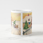 Weihnachtsbaum auf einer schneebedeckten Winterstr Jumbo-Tasse (Vorderseite)
