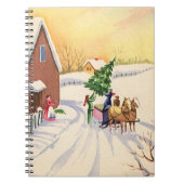 Weihnachtsbaum auf einer schneebedeckten Winterstr Notizblock (Vorderseite)