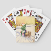 Weihnachtsbaum auf einer schneebedeckten Winterstr Spielkarten (Rückseite)