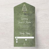 Weihnachtsbaum auf grünem Holz Rustikale Hochzeit All In One Einladung (Innen Boden)