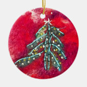 Weihnachtsbaum auf Keramik kreisförmig verziert Ornament (Vorne)