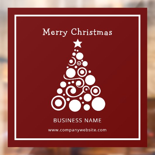 Weihnachtsbaum auf Maroon Red Fensteraufkleber (Blatt 2)