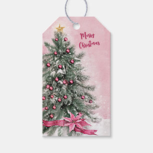 Weihnachtsbaum auf Rosa Geschenkanhänger