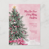 Weihnachtsbaum auf rosa Postkarte (Vorderseite)