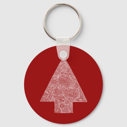 Weihnachtsbaum auf Rot Schlüsselanhänger (Vorderseite)