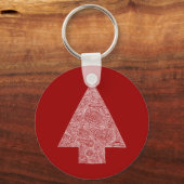 Weihnachtsbaum auf Rot Schlüsselanhänger (Vorderseite)