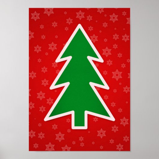Weihnachtsbaum auf rotem Hintergrund Poster (Vorne)