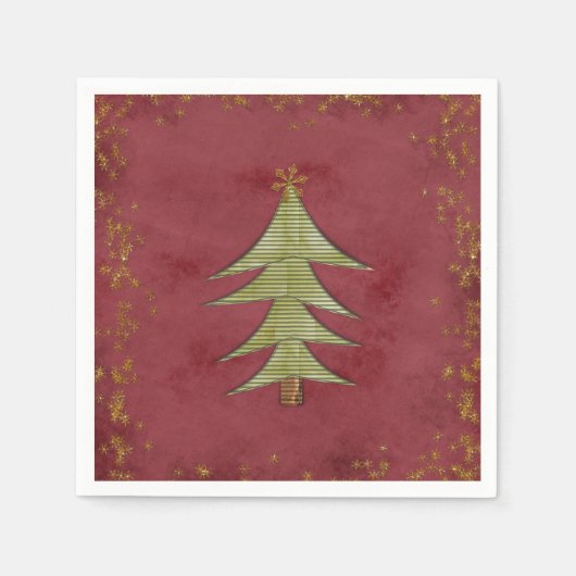 Weihnachtsbaum auf rotem Hintergrund Serviette (Vorderseite)