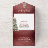 Weihnachtsbaum auf Rotem Holz Rustikale Hochzeit All In One Einladung (Außenbereich)