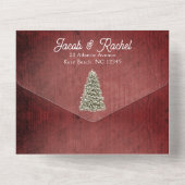 Weihnachtsbaum auf Rotem Holz Rustikale Hochzeit All In One Einladung (Rückseite)