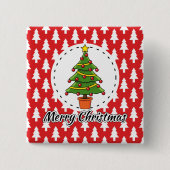 Weihnachtsbaum auf roten Pines Muster - Fröhliche Button (Vorderseite)