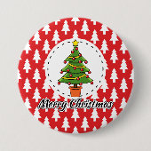 Weihnachtsbaum auf roten Pines Muster - Fröhliche Button (Vorderseite)