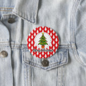 Weihnachtsbaum auf roten Pines Muster - Fröhliche  Button (Beispiel)