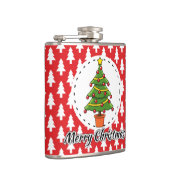 Weihnachtsbaum auf roten Pines Muster - Fröhliche  Flachmann (Rechts)