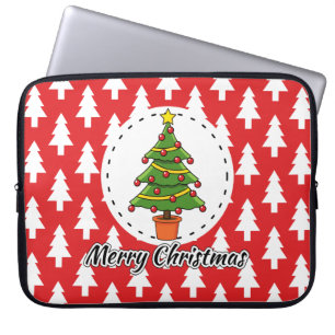 Weihnachtsbaum auf roten Pines Muster - Fröhliche  Laptopschutzhülle