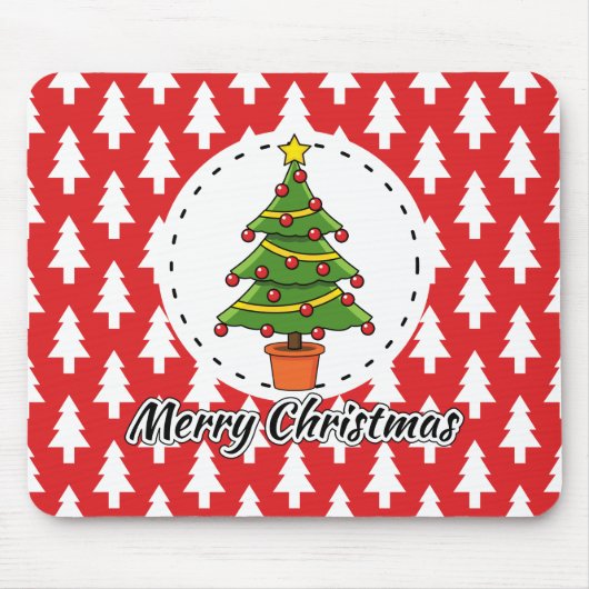 Weihnachtsbaum auf roten Pines Muster - Fröhliche  Mousepad (Vorne)