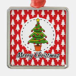 Weihnachtsbaum auf roten Pines Muster - Fröhliche Ornament Aus Metall