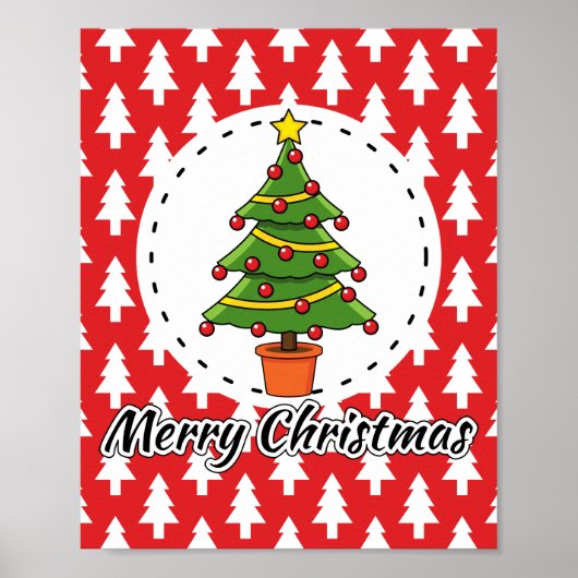 Weihnachtsbaum auf roten Pines Muster - Fröhliche  Poster (Vorne)