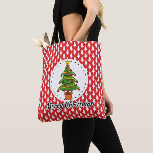Weihnachtsbaum auf roten Pines Muster - Fröhliche Tasche