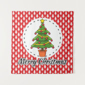 Weihnachtsbaum auf roten Pines Muster - Fröhliche  Wandteppich (Vorderseite)