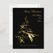 Weihnachtsbaum auf Schwarz 001 Feiertagspostkarte (Vorne/Hinten)