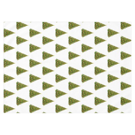 Weihnachtsbaum auf weißem Tablecloth Tischdecke (Vorderseite (Horizontal))