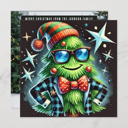 Weihnachtsbaum aufgeschüttet feiertagskarte (Vorne/Hinten)