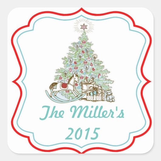 Weihnachtsbaum-Aufkleber Labels Quadratischer Aufkleber (Vorderseite)