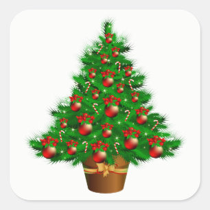 Weihnachtsbaum-Aufkleber Quadratischer Aufkleber