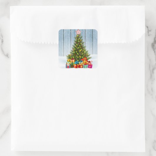 Weihnachtsbaum-Aufkleber Quadratischer Aufkleber (Tasche)
