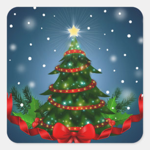 Weihnachtsbaum-Aufkleber Quadratischer Aufkleber