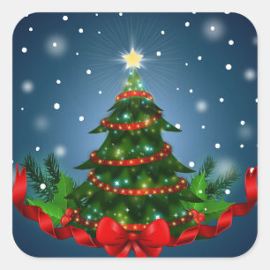 Weihnachtsbaum-Aufkleber Quadratischer Aufkleber