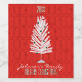 Weihnachtsbaum aus Aluminium auf Rot Weinetikett (Einzelnes Label)