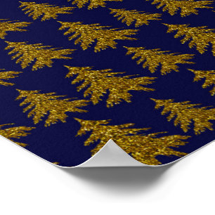 Weihnachtsbaum aus Gold Glitzer im blauen Hintergr Poster