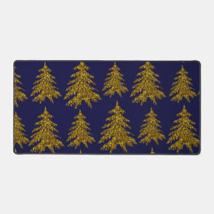 Weihnachtsbaum aus Gold Glitzer im blauen Hintergr Schreibtischunterlage