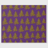 Weihnachtsbaum aus Gold Glitzer im lila Hintergrun Geschenkpapier (Flach)