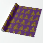 Weihnachtsbaum aus Gold Glitzer im lila Hintergrun Geschenkpapier (Ungerollt)