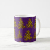 Weihnachtsbaum aus Gold Glitzer im lila Hintergrun Kaffeetasse (VorderseiteRechts)