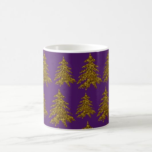 Weihnachtsbaum aus Gold Glitzer im lila Hintergrun Kaffeetasse (Mittel)