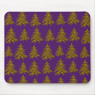 Weihnachtsbaum aus Gold Glitzer im lila Hintergrun Mousepad