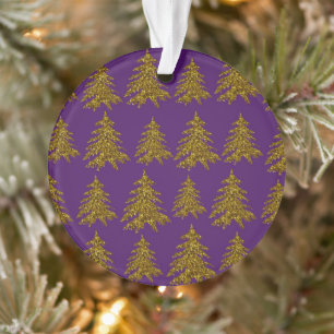 Weihnachtsbaum aus Gold Glitzer im lila Hintergrun Ornament
