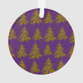 Weihnachtsbaum aus Gold Glitzer im lila Hintergrun Ornament (Rückseite)