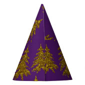 Weihnachtsbaum aus Gold Glitzer im lila Hintergrun Partyhütchen (Rückseite)